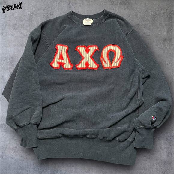 Vintage Champion Reverse Weave Sweatshirt Mens XL Alpha Chi Omega Greek 90s - Picture 1 of 10